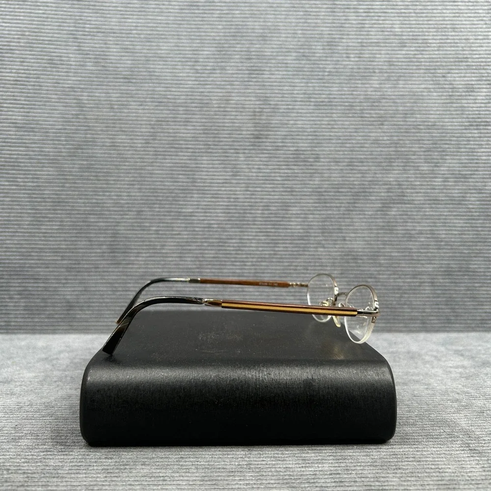 It Wood Gold Semi Rimless Oval Y2k Eyeglass Frames Wood Temples 47-20-140 C1